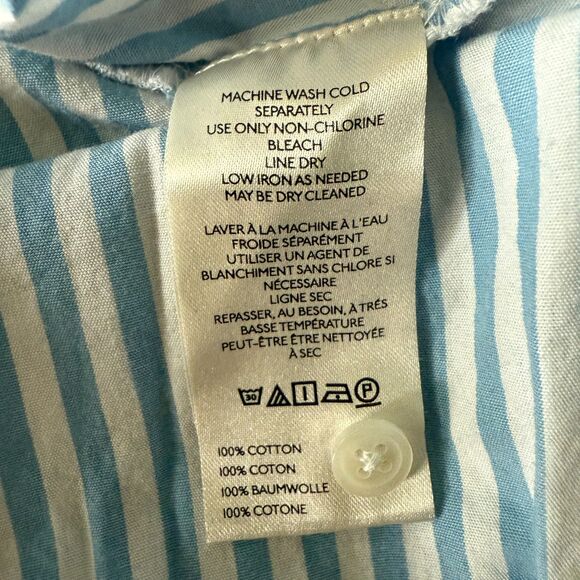 Maeve Anthropologie The Shrunken Bennet Button Down Shirt Striped Hi Low Large - Picture 5 of 5